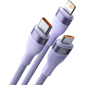 Hurtownia GSM - USB kábel 3w1 Baseus Flash II, USB-C + micro USB + Lightning, 66W, 1.2m (lila) - BSU3811 - {ean13} - Hurt