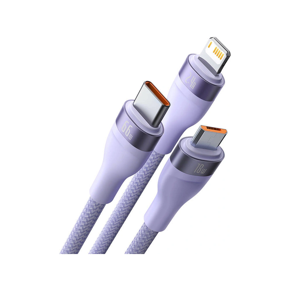 Hurtownia GSM - Cablul USB 3w1 Baseus Flash II, USB-C + micro USB + Lightning, 66W, 1.2m (mov) - BSU3811 - {ean13} - Hurt