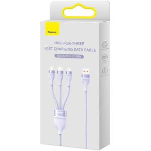 Hurtownia GSM - USB kábel 3w1 Baseus Flash II, USB-C + micro USB + Lightning, 66W, 1.2m (lila) - BSU3811 - {ean13} - Hurt