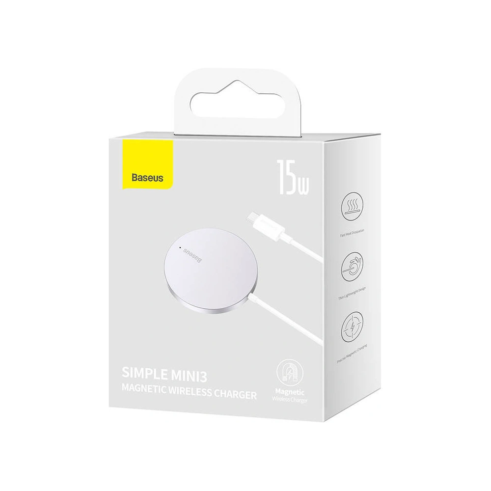 Hurtownia GSM - Vezeték nélküli töltő Baseus Simple Mini3 MagSafe 15W (ezüst) - BSU3813 - {ean13} - Hurt