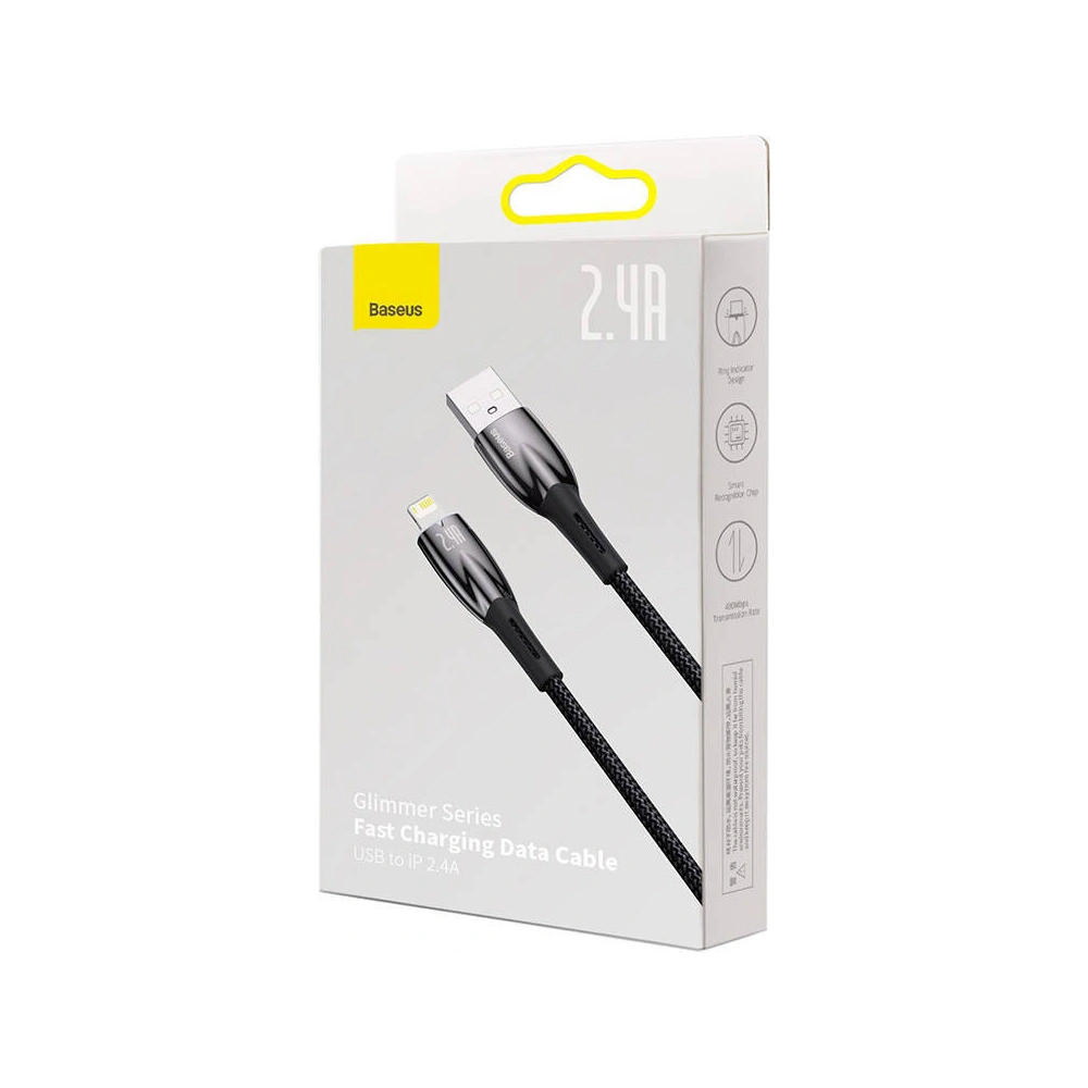 Hurtownia GSM - USB-A/Lightning Kabel Baseus Glimmer, 2.4A, 2m (schwarz) - BSU3821 - {ean13} - Hurt