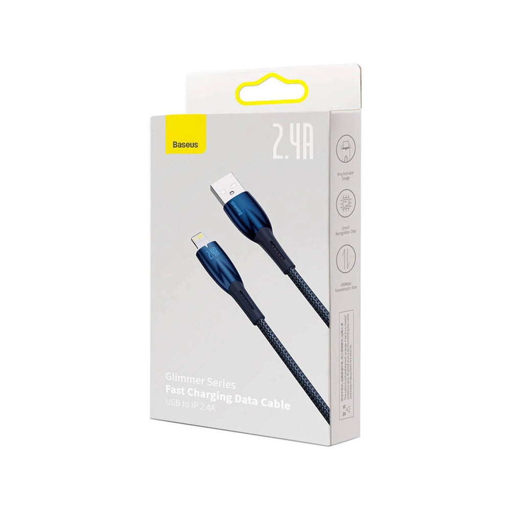 Hurtownia GSM - USB-A/Lightning Kabel Baseus Glimmer, 2.4A, 2m (blau) - BSU3822 - {ean13} - Hurt