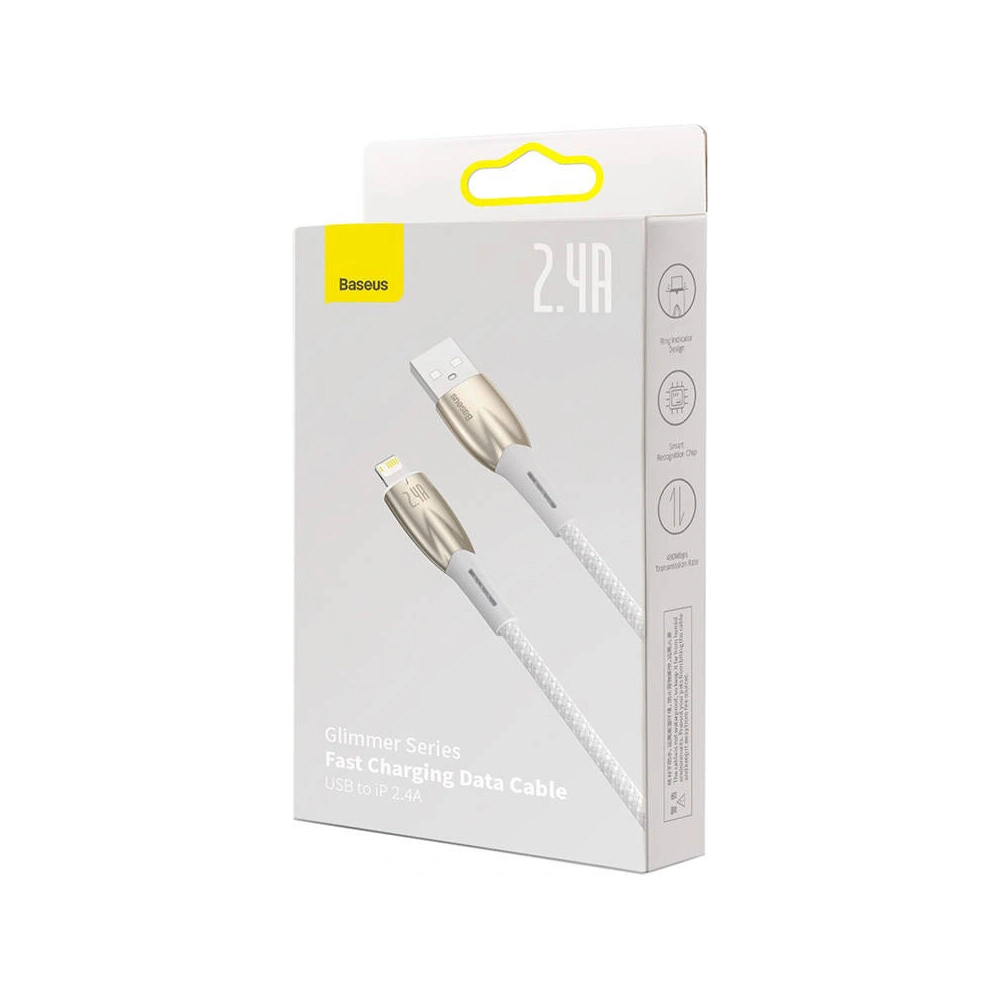 Hurtownia GSM - USB-A/Lightning Kabel Baseus Glimmer, 2.4A, 2m (weiß) - BSU3823 - {ean13} - Hurt