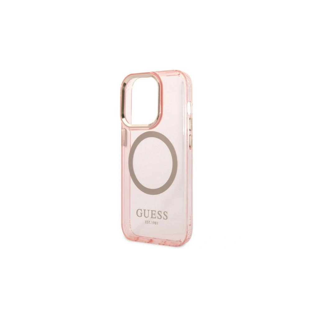 Hurtownia GSM - Etui Guess GUHMP14LHTCMP Apple iPhone 14 Pro rózsaszín/pink kemény hátlap Arany Keret Áttetsző MagSafe - GUE2319 - {ean13} - Hurt