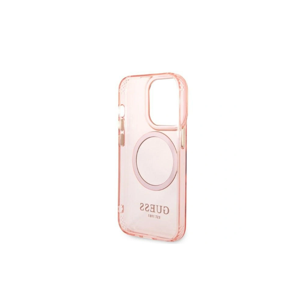 Hurtownia GSM - Etui Guess GUHMP14LHTCMP Apple iPhone 14 Pro rózsaszín/pink kemény hátlap Arany Keret Áttetsző MagSafe - GUE2319 - {ean13} - Hurt