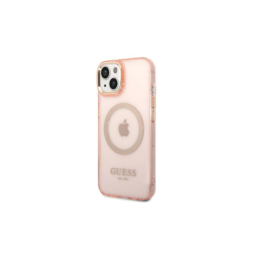 Hurtownia GSM - Etui Guess GUHMP14MHTCMP Apple iPhone 14 Plus / 15 Plus rozie/pink carcasă dură Gold Outline Translucent MagSafe - GUE2320 - {ean13} - Hurt