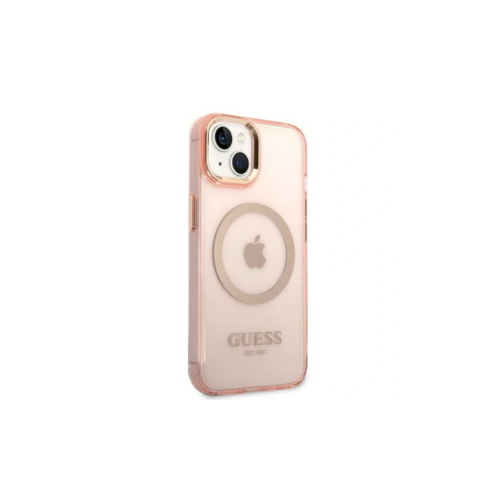 Hurtownia GSM - Etui Guess GUHMP14MHTCMP Apple iPhone 14 Plus / 15 Plus rozie/pink carcasă dură Gold Outline Translucent MagSafe - GUE2320 - {ean13} - Hurt