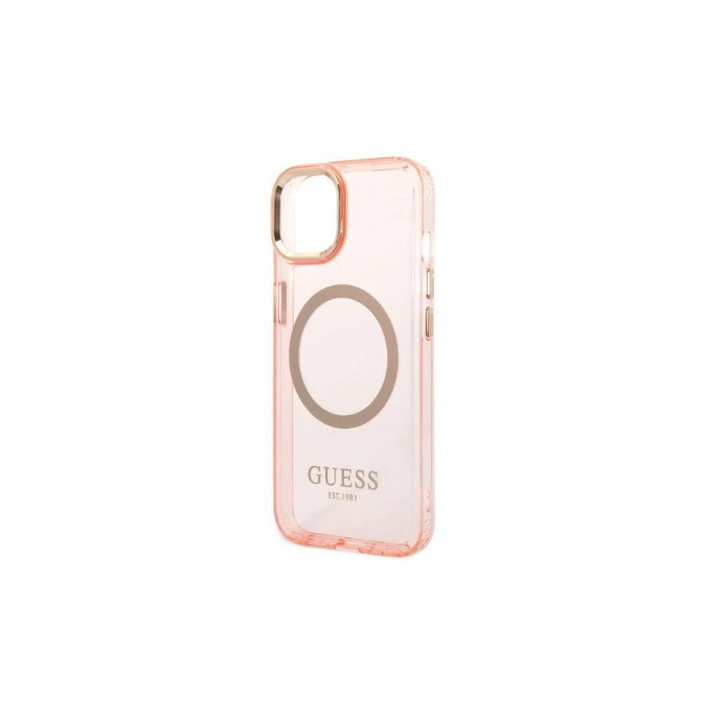 Hurtownia GSM - Etui Guess GUHMP14MHTCMP Apple iPhone 14 Plus / 15 Plus rozie/pink carcasă dură Gold Outline Translucent MagSafe - GUE2320 - {ean13} - Hurt