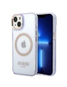 Guess GUHMP14SHTCMU Apple iPhone 14 purple hard case Gold Outline Translucent MagSafe
