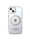 Hurtownia GSM - Etui Guess GUHMP14SHTCMU Apple iPhone 14 purpurové/purple tvrdé pouzdro zlatý okraj průhledné MagSafe - GUE2321 - {ean13} - Hurt