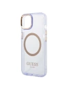 Hurtownia GSM - Etui Guess GUHMP14SHTCMU Apple iPhone 14 purpurové/purple tvrdé pouzdro zlatý okraj průhledné MagSafe - GUE2321 - {ean13} - Hurt