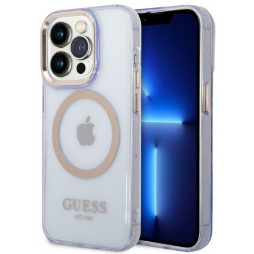 Hurtownia Guess - 3666339069575 - GUE2322 - Etui Guess GUHMP14XHTCMU Apple iPhone 14 Pro Max purpurowy/purple hard case Gold Outline Translucent MagSafe - B2B homescreen
