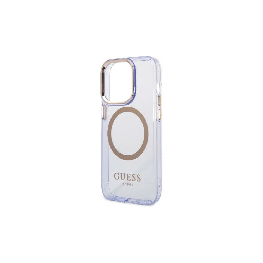 Wholesale Guess GUHMP14XHTCMU Apple iPhone 14 Pro Max purple hard case Gold Outline Translucent MagSafe - GUE2322 - {ean13} - Hurt