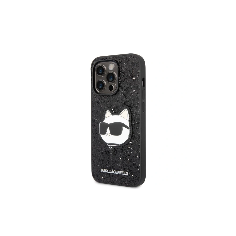 Karl Lagerfeld KLHCP14LG2CPK Apple iPhone 14 Pro black hardcase Glitter Choupette Patch