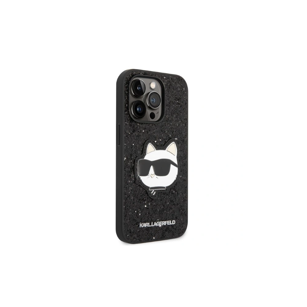 Karl Lagerfeld KLHCP14LG2CPK Apple iPhone 14 Pro black hardcase Glitter Choupette Patch