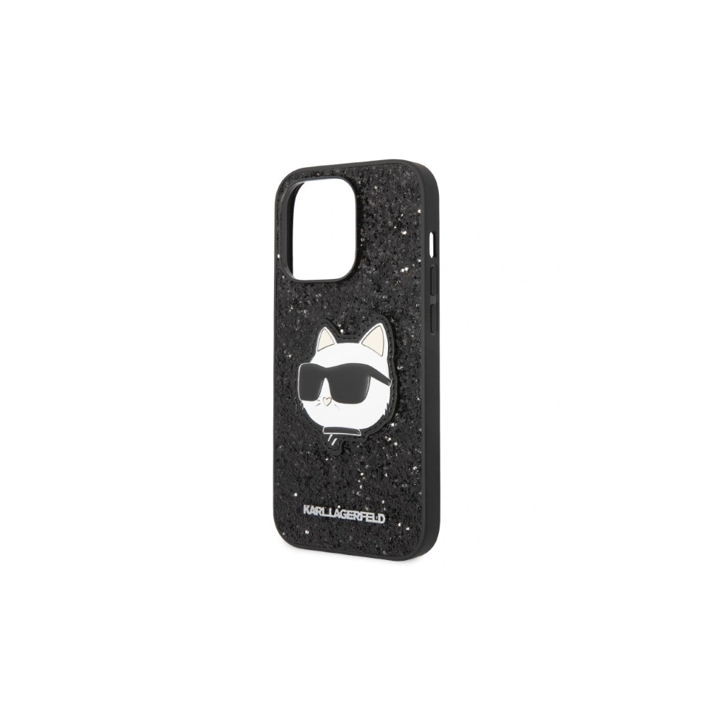 Karl Lagerfeld KLHCP14LG2CPK Apple iPhone 14 Pro black hardcase Glitter Choupette Patch