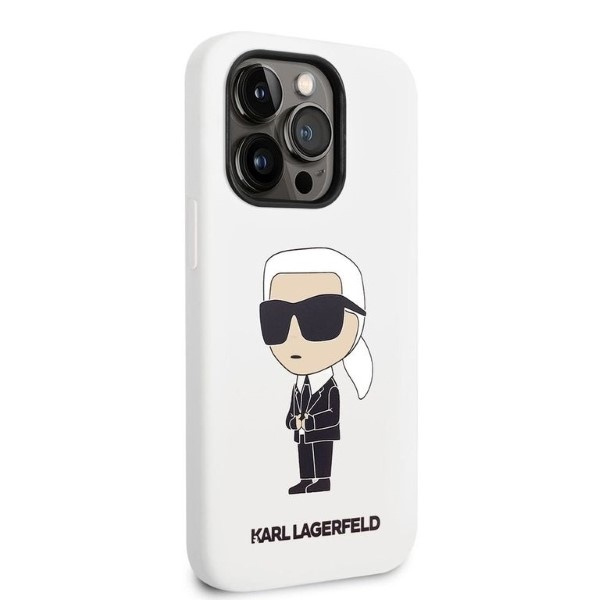 Kryt Karl Lagerfeld KLHCP14LSNIKBCH Apple iPhone 14 Pro hardcase white Silicone Ikonik