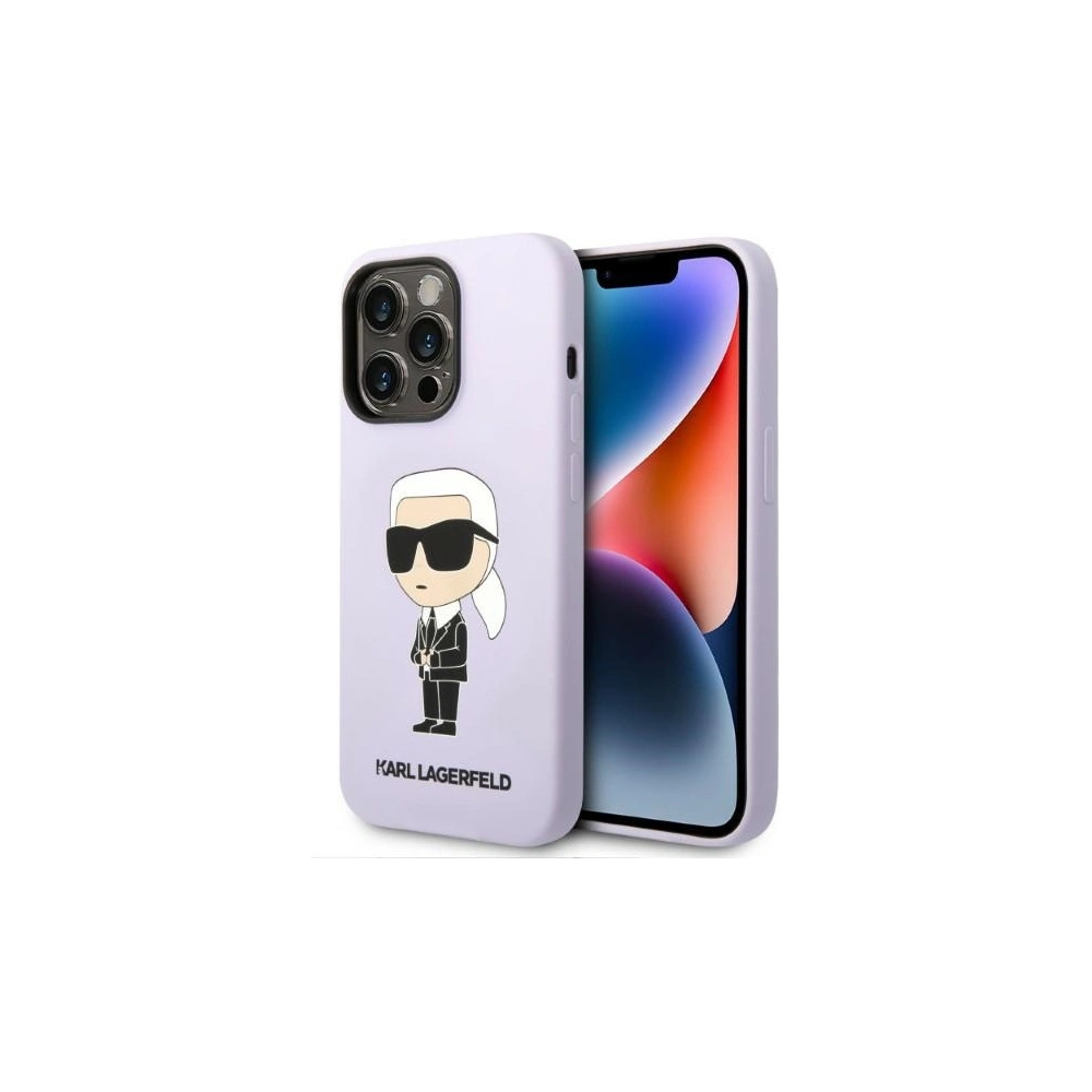 Hurtownia GSM - Etui Karl Lagerfeld KLHCP14LSNIKBCU Apple iPhone 14 Pro hardcase purpurowy/purple Silicone Ikonik - KLD1308 - {ean13} - Hurt
