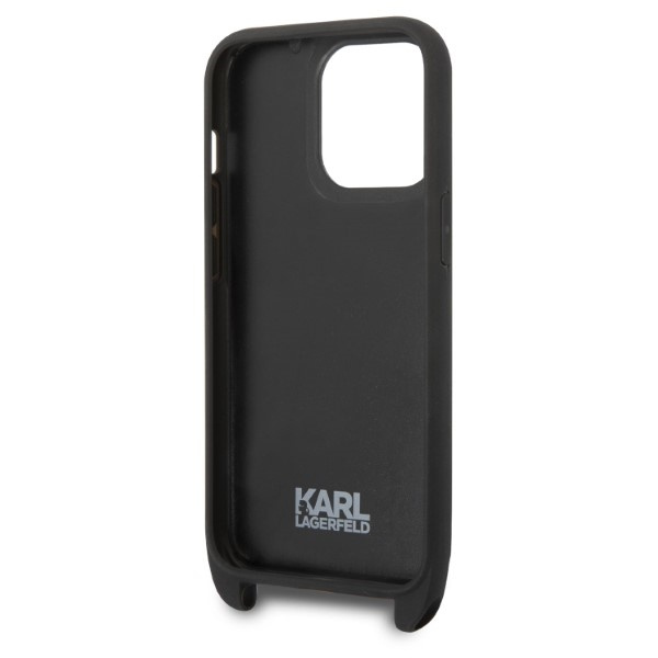 Kryt Karl Lagerfeld KLHCP14LSTMMK Apple iPhone 14 Pro hardcase black Monogram Plaque Logo Strap