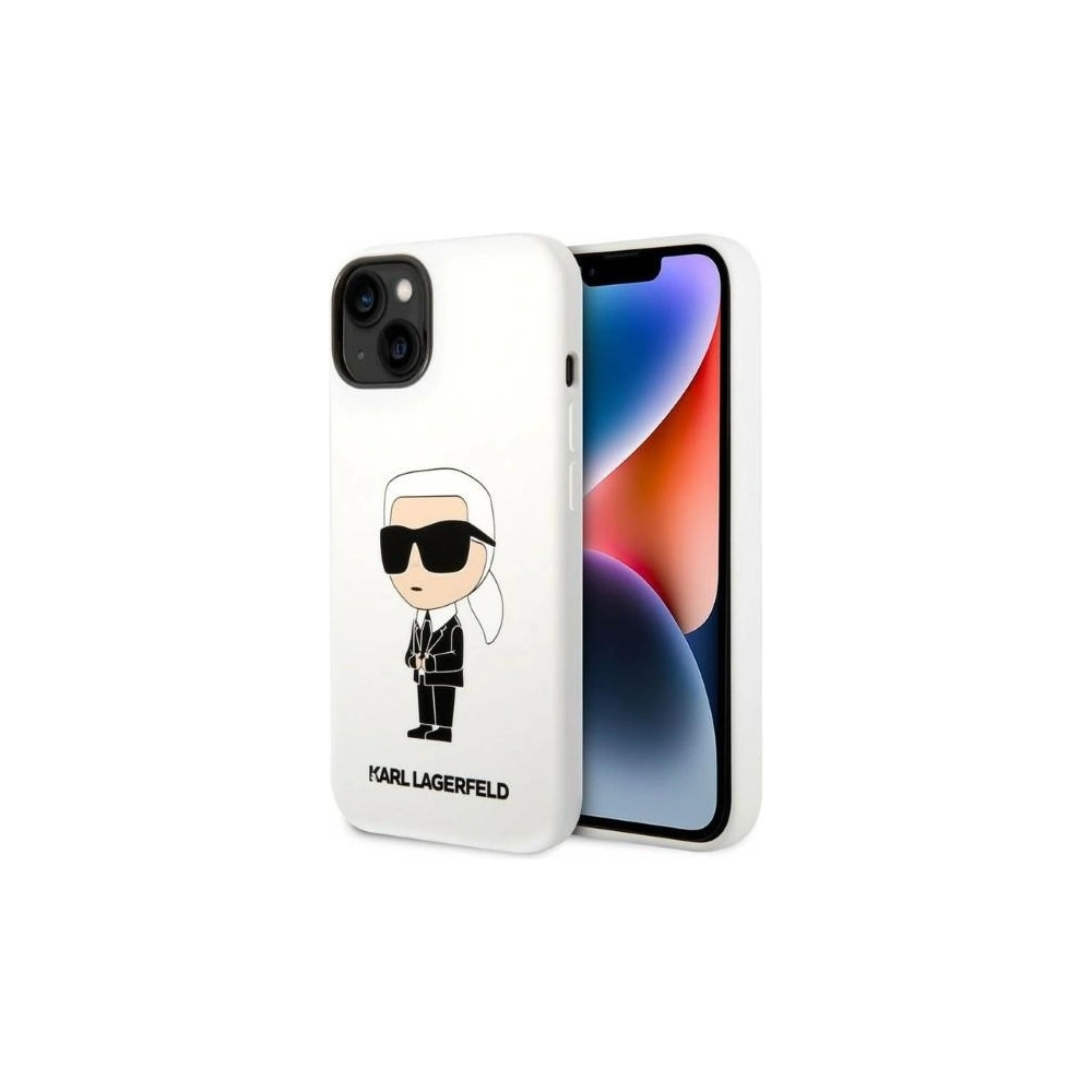 Hurtownia GSM - Etui Karl Lagerfeld KLHCP14MSNIKBCH Apple iPhone 14 Plus / 15 Plus hardcase bílý/white Silicone Ikonik - KLD1316 - {ean13} - Hurt