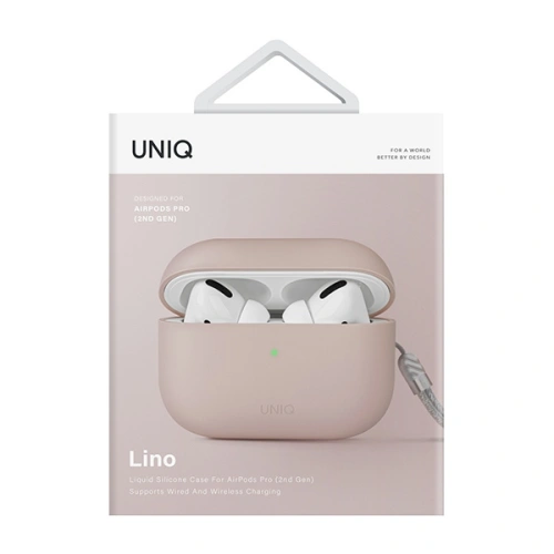 Etui UNIQ Lino Apple AirPods Pro 2 Silicone różowy/blush pink