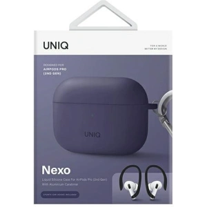 Etui UNIQ Nexo Apple AirPods Pro 2 + Ear Hooks Silicone purpurowy/fig purple