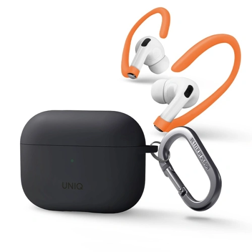Etui UNIQ Nexo Apple AirPods Pro 2 + Ear Hooks Silicone szary/charcoal grey