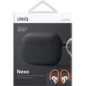 Etui UNIQ Nexo Apple AirPods Pro 2 + Ear Hooks Silicone szary/charcoal grey