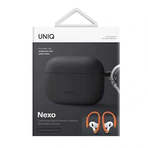 Etui UNIQ Nexo Apple AirPods Pro 2 + Ear Hooks Silicone szary/charcoal grey