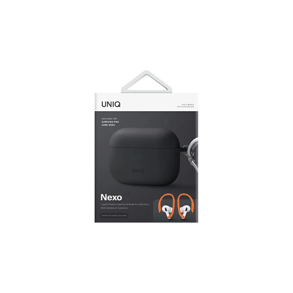Hurtownia GSM - Etui UNIQ Nexo Apple AirPods Pro 2 + Fülhallgató Horgok Szilikon szürke/charcoal grey - UNIQ836 - {ean13} - Hurt