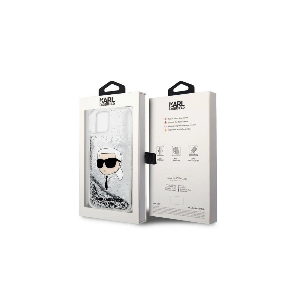 Hurtownia GSM - Case Karl Lagerfeld KLHCP14SLNKHCH Apple iPhone 14 silber/silver Hardcase Glitter Karl Head - KLD1325 - {ean13} - Hurt