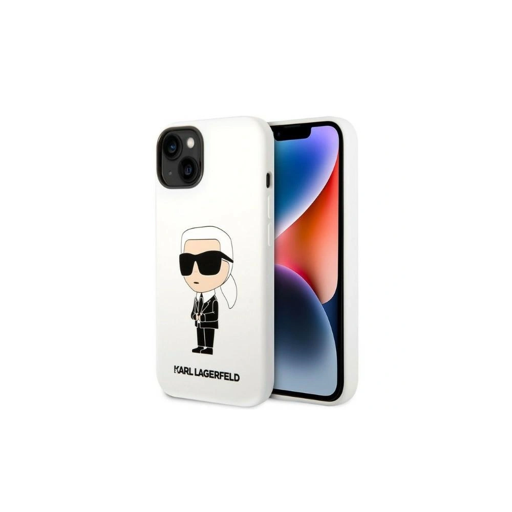Hurtownia GSM - Etui Karl Lagerfeld KLHCP14SSNIKBCH Apple iPhone 14 hardcase bílý/white Silicone Ikonik - KLD1327 - {ean13} - Hurt