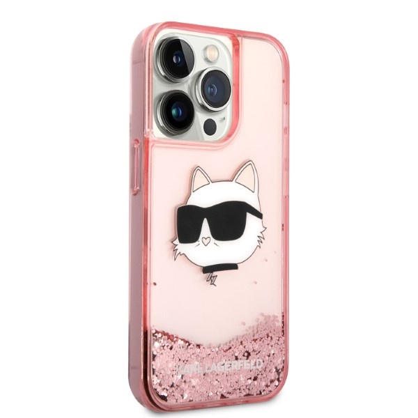 Kryt Karl Lagerfeld KLHCP14XLNCHCP Apple iPhone 14 Pro Max pink hardcase Glitter Choupette Head