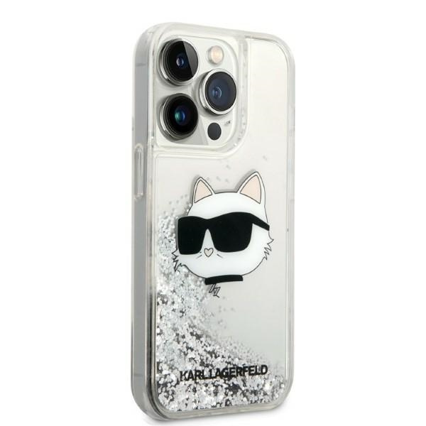 Kryt Karl Lagerfeld KLHCP14XLNCHCS Apple iPhone 14 Pro Max silver hardcase Glitter Choupette Head