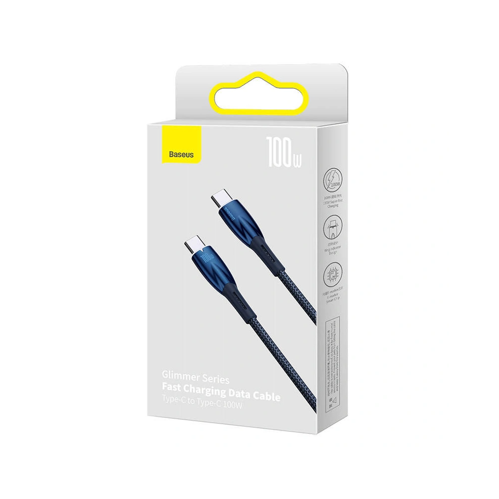 Hurtownia GSM - Kabel USB-C do USB-C Baseus Glimmer, 100W, 2m (modrý) - BSU3843 - {ean13} - Hurt