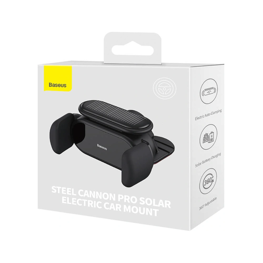 Hurtownia GSM - Einstellbarer elektrischer Auto-Halter Baseus Steel Cannon Pro mit Solar-Ladegerät (schwarz) - BSU3848 - {ean13} - Hurt