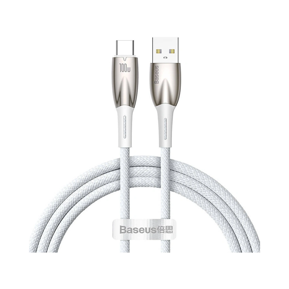 Hurtownia GSM - Cablu USB la USB-C Baseus Glimmer, 100W, 1m (alb) - BSU3851 - {ean13} - Hurt