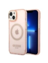 Etui Guess GUHMP14SHTCMP Apple iPhone 14 różowy/pink hard case Gold Outline Translucent MagSafe