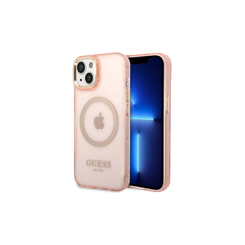 Hurtownia GSM - Etui Guess GUHMP14SHTCMP Apple iPhone 14 różowy/pink hard case Gold Outline Translucent MagSafe - GUE2324 - {ean13} - Hurt