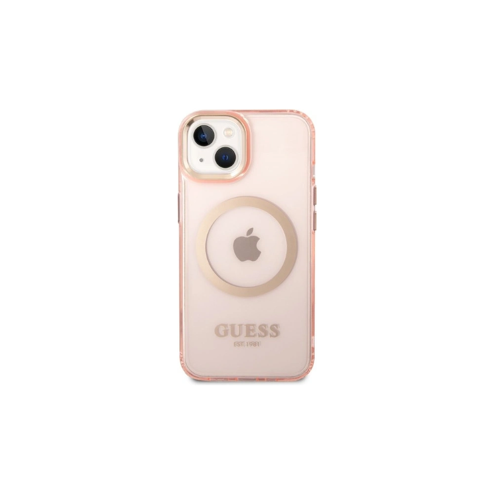 Hurtownia GSM - Etui Guess GUHMP14SHTCMP Apple iPhone 14 różowy/pink hard case Gold Outline Translucent MagSafe - GUE2324 - {ean13} - Hurt