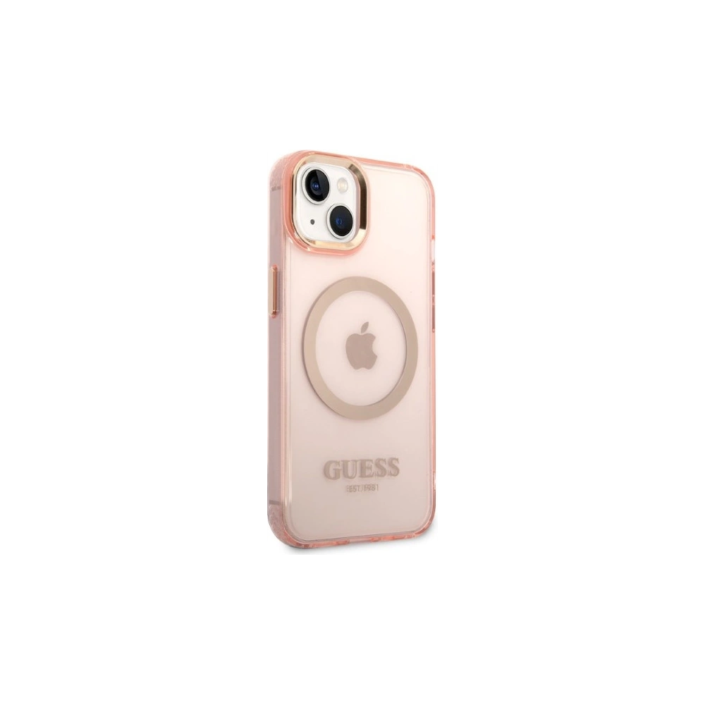 Hurtownia GSM - Etui Guess GUHMP14SHTCMP Apple iPhone 14 różowy/pink hard case Gold Outline Translucent MagSafe - GUE2324 - {ean13} - Hurt