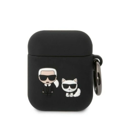 Etui Karl Lagerfeld KLACA2SILKCK Apple AirPods 2/1 cover czarny/black Silicone Karl & Choupette