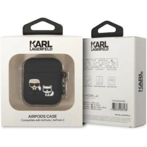 Hurtownia GSM - Etui Karl Lagerfeld KLACA2SILKCK Apple AirPods 2/1 kryt černý/black silikon Karl & Choupette - KLD1345 - {ean13} - Hurt
