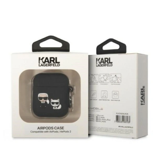 Etui Karl Lagerfeld KLACA2SILKCK Apple AirPods 2/1 cover czarny/black Silicone Karl & Choupette