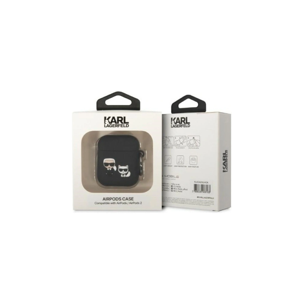 Hurtownia GSM - Etui Karl Lagerfeld KLACA2SILKCK Apple AirPods 2/1 tok fekete/szilikon Karl & Choupette - KLD1345 - {ean13} - Hurt