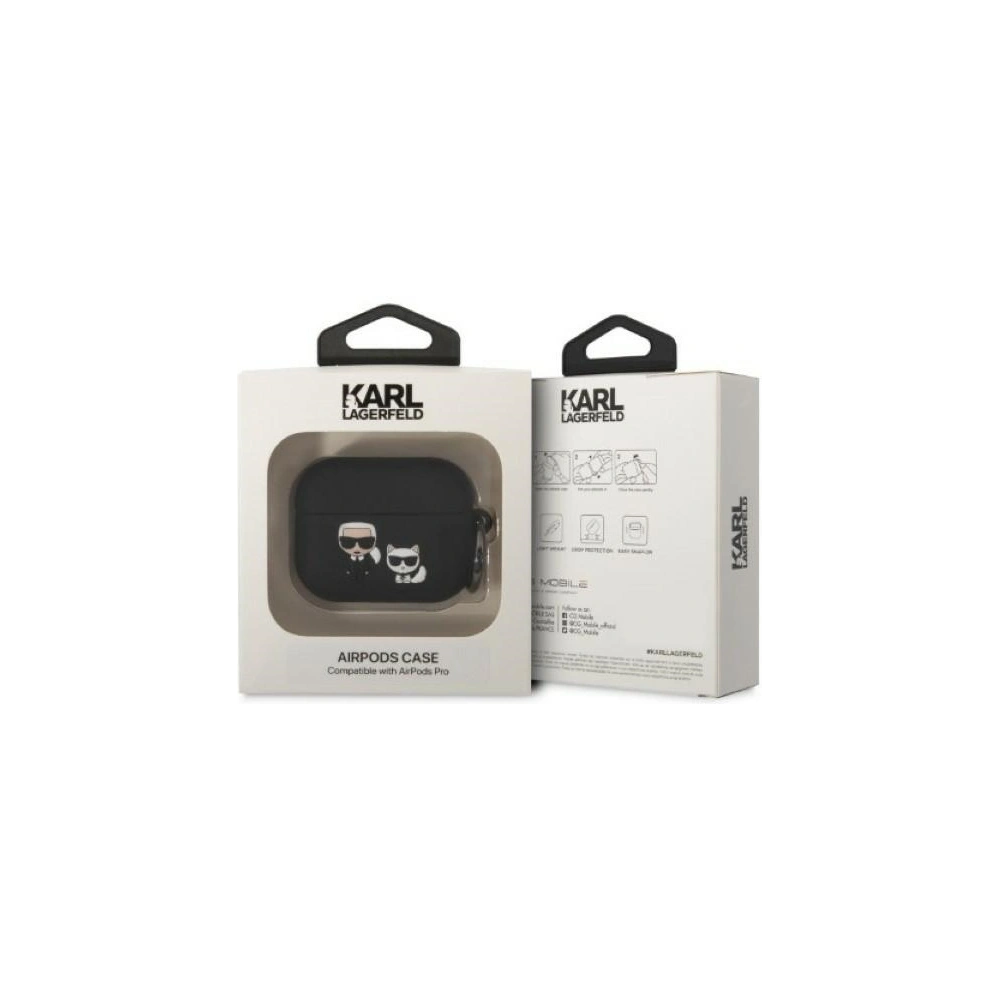 Case Karl Lagerfeld KLACAPSILKCK Apple AirPods Pro-Hülle schwarz/schwarz Silikon Karl & Choupette