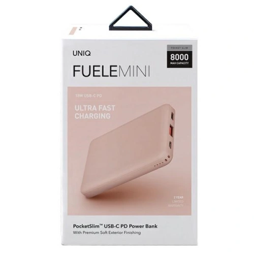 Powerbank UNIQ Fuele mini 8000mAh USB-C 18W PD Fast charge różowy/pink