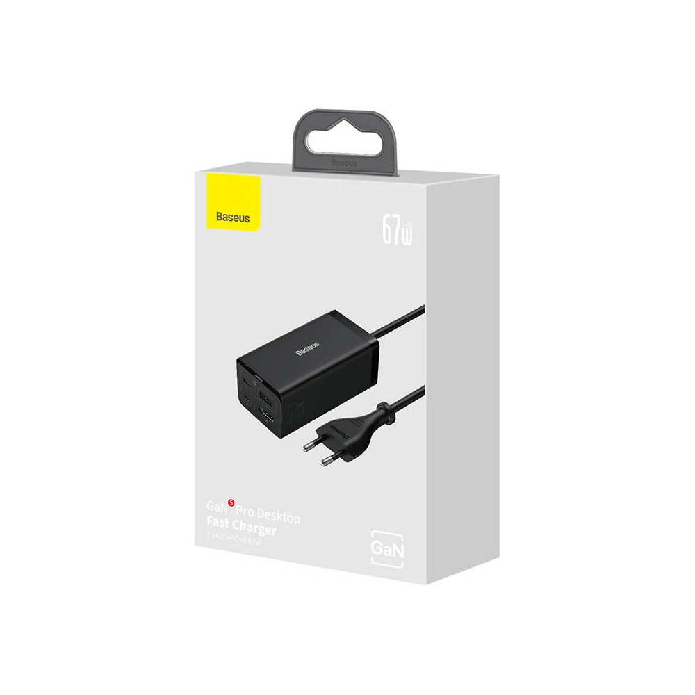 Hurtownia GSM - Hálózati töltő Baseus GaN5 Pro 2xUSB-C + USB + HDMI, 67W (fekete) - BSU3858 - {ean13} - Hurt