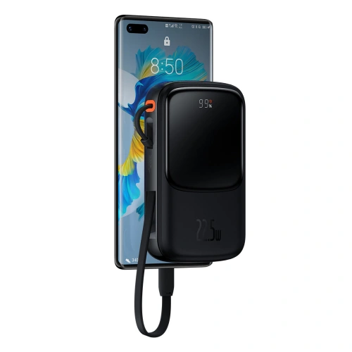 Powerbank Baseus Qpow Digital Display 10000mAh 22,5W QC/PD/SCP/FCP + kabel USB-C czarny