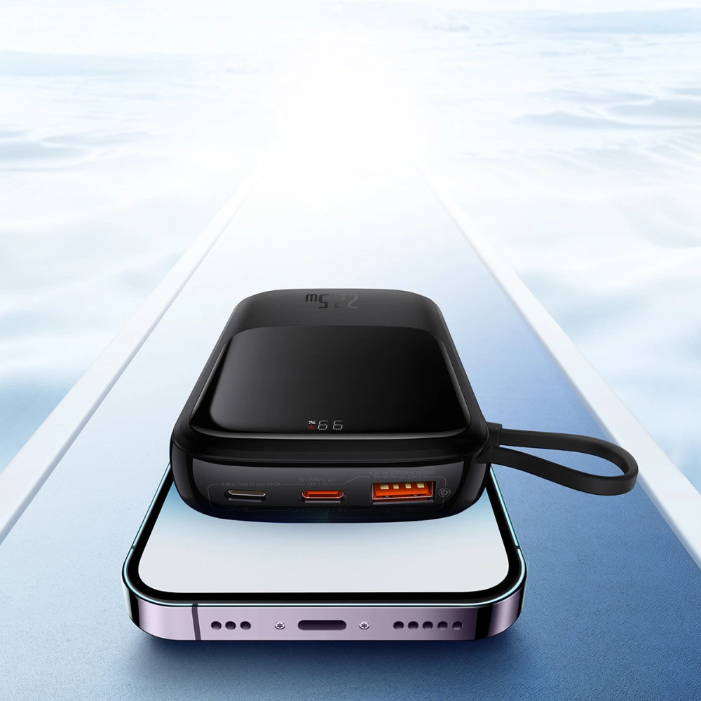 Hurtownia GSM - Powerbank Baseus Qpow Digital Display 10000mAh 22,5W QC/PD/SCP/FCP + cablu USB-C negru - BSU3861 - {ean13} - Hurt